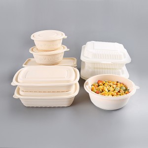 Biohajoava maissitärkkelys, pikaruokapakkauslaatikko, suorakulmio ja elintarvikesäiliön lounaslaatikko, joka on hajoava